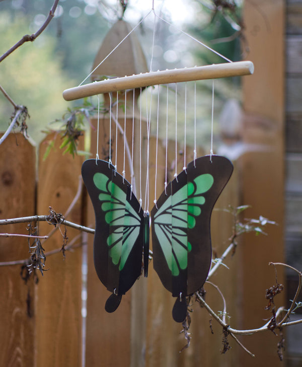 Butterfly Tumbled Glass Wind Chime
