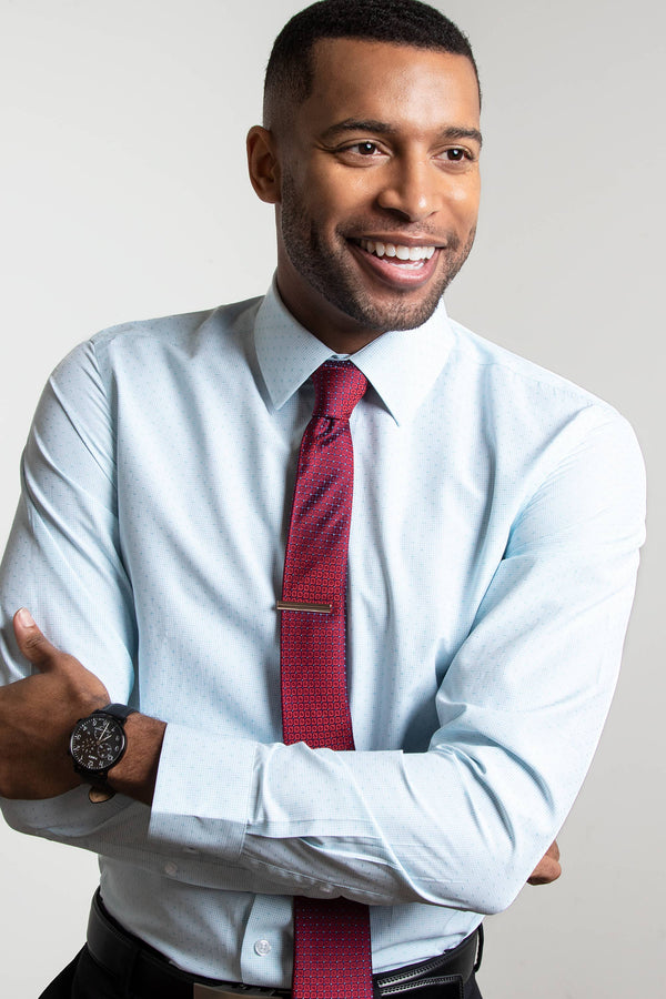 Evan Slim Fit Aqua Blue Men's Dress Shirt by Alynn