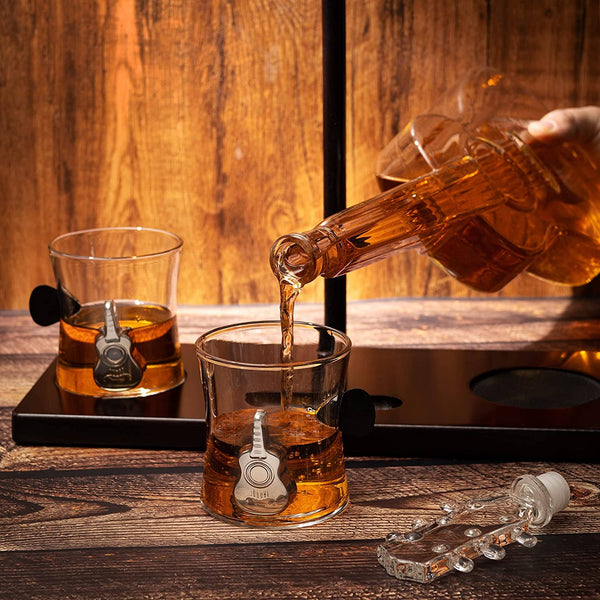 Guitar Whiskey Decanter with 2 Glasses