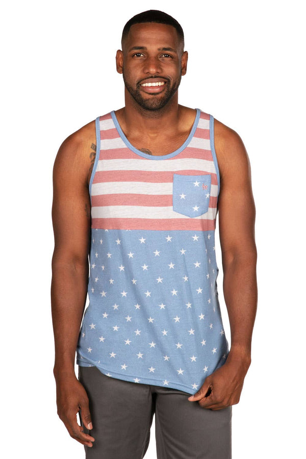 Faded Flag Tank Top - Men's Patriotic USA Sleeveless Tee