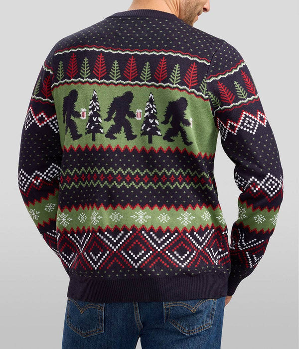 Bigfoot Brew Christmas Sweater - Men's Funny Fair Isle Knit