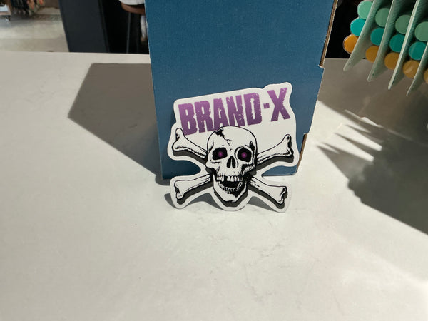 Brand X die cut skull sticker