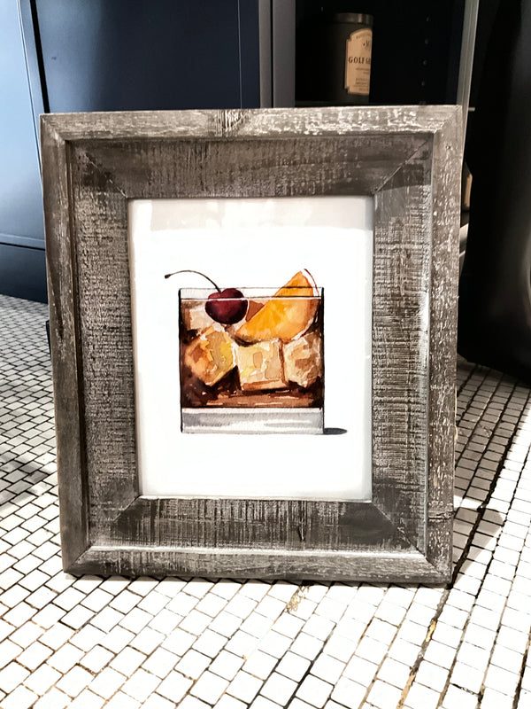 Jamie Cain old fashioned print and grey wood frame