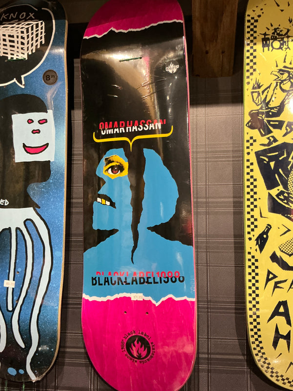 Black label Omar Hassan headache skateboard deck 8.6