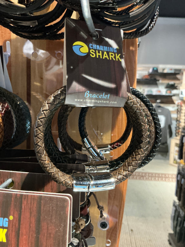 Charming Shark Asst Leather Woven Bracelet J-1052