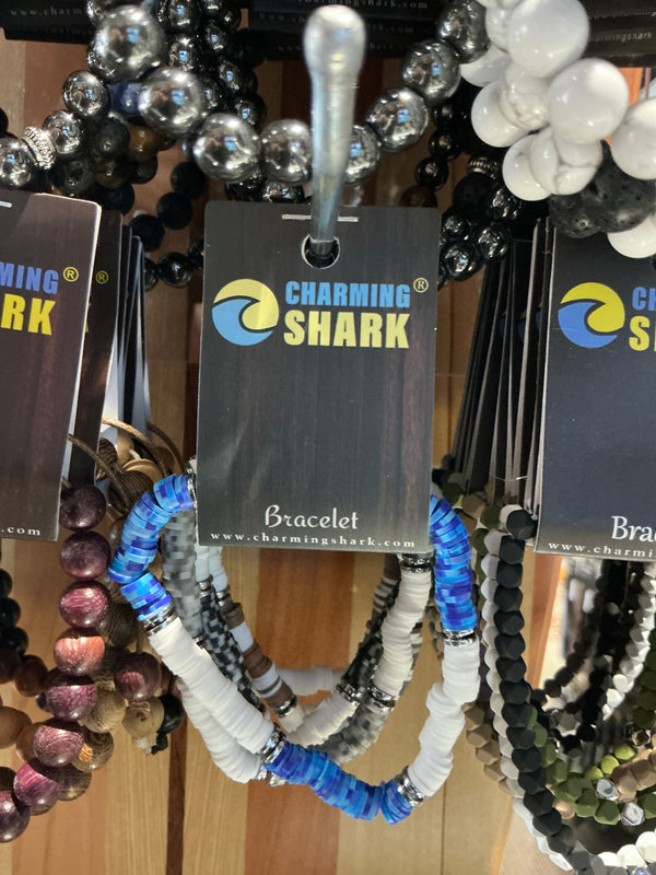 Charming Shark 6mm Fimo Mens Bracelet J-2389