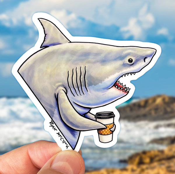 VINYL STICKER: "Coffee Shark"