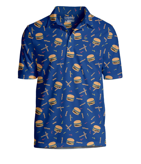Snack Shack Men's Golf Polo – Burger and Fries Golf Shirt