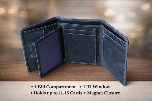 Leather Wallet for Men Handcrafted Distressed Trifold Wallet
