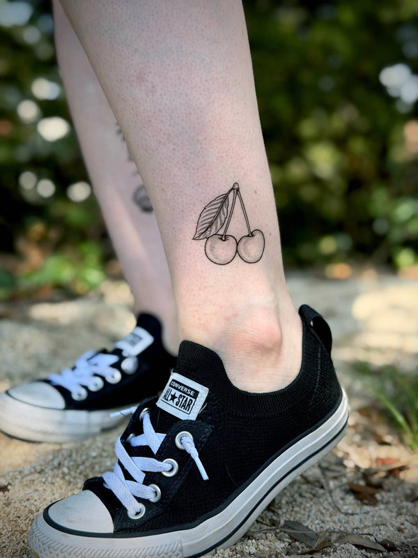 Cherry Flower Temporary Tattoo