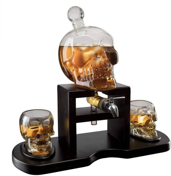 Skull Decanter Set & 2 Skull Glasses - 750mL - Halloween
