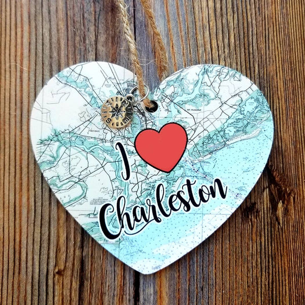 Wood Ornament - Heart Shape- Custom Map Location