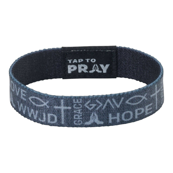 Tap To Pray® Wristband – Symbols of Faith - Grey