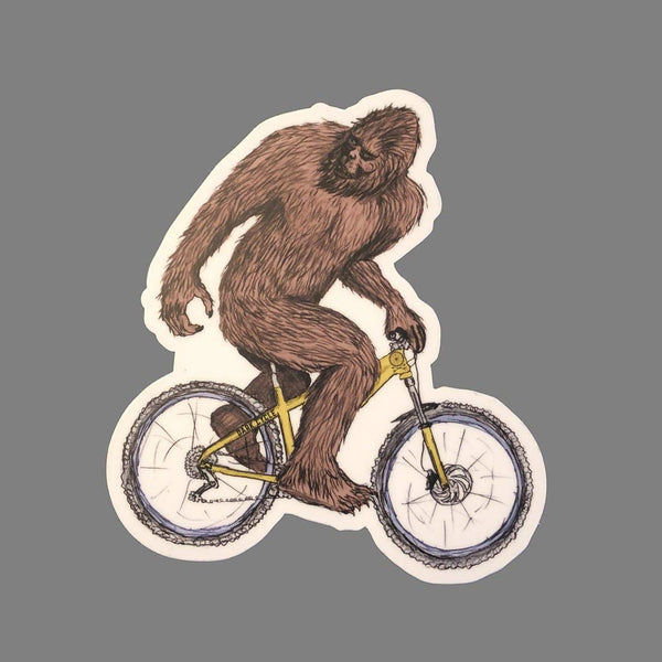 Sasquatch On A Bicycle Vinyl Sticker
