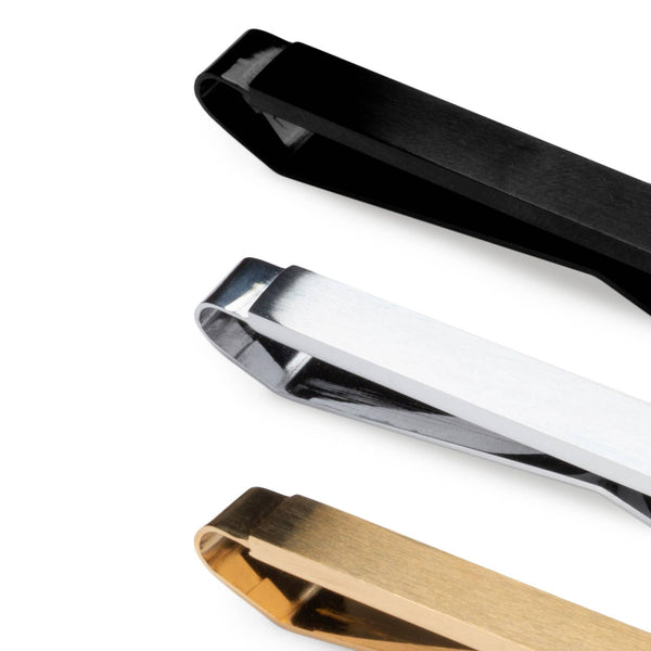 The Slim Tie Bar - Pack of 3 Black, Silver and Gold