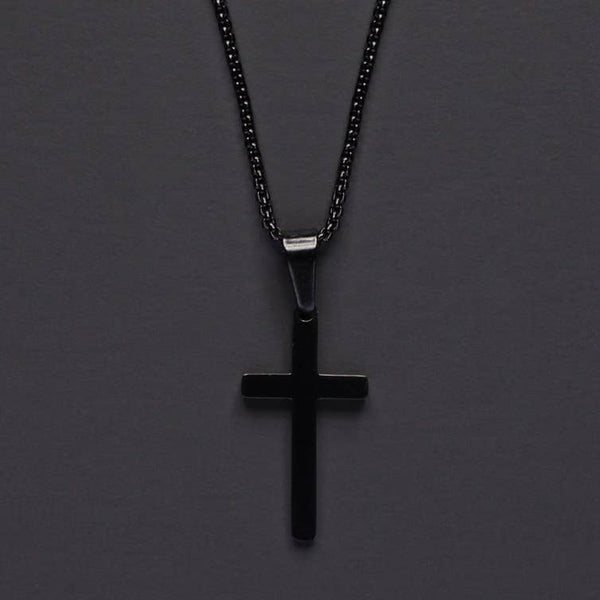 Medium Black Cross Necklace for Men