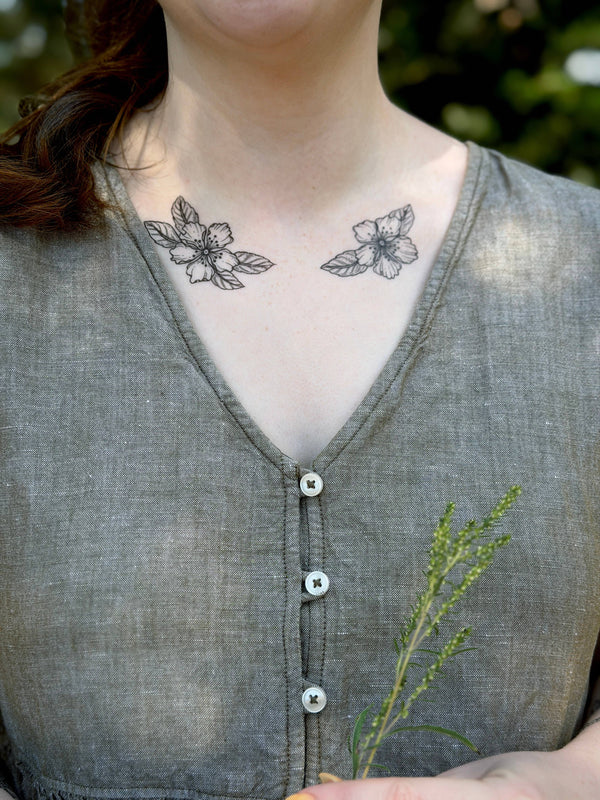 Cherry Flower Temporary Tattoo