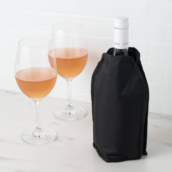 Black Nylon Wine Bottle Freezer Sleeve w/ Cooling Gel