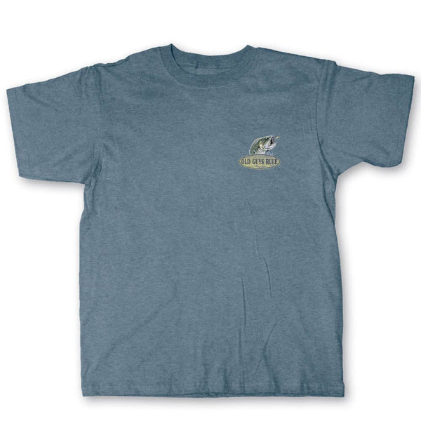 Old guys rule Retirement Plan fishing heather indigo shirt