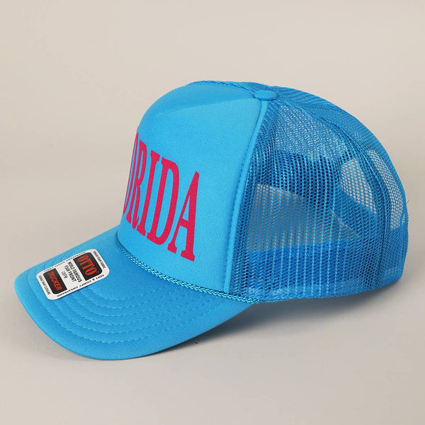 FLORIDA Text Printed Mesh Back Foam Trucker Hat