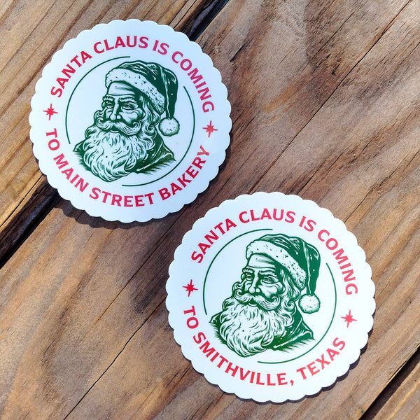 Santa Claus Souvenir Sticker with Your Custom Text