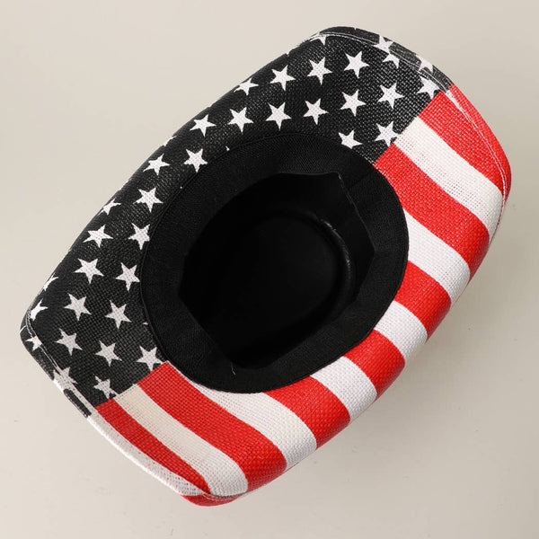 USA American Flag Straw Cowboy Hat