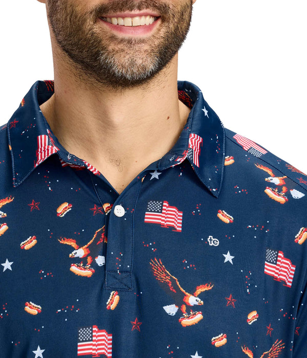 8-Bit Eagle Golf Polo - Men's Patriotic America Golf Shirt