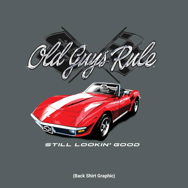 Old guys rule GM Red Corvette dark heather shirt