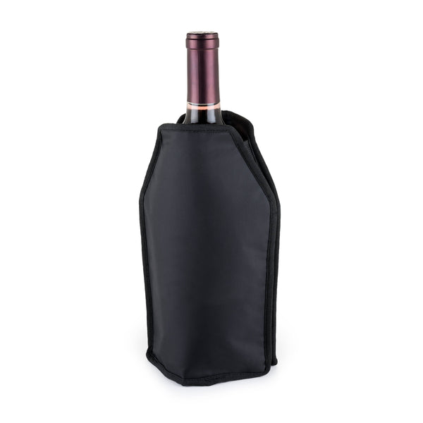 Black Nylon Wine Bottle Freezer Sleeve w/ Cooling Gel