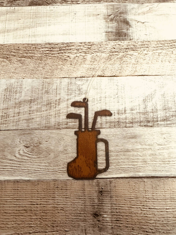 Golf Bag Rustic Metal Ornament Golfer Gift