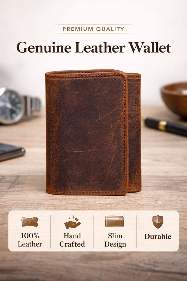 Leather Wallet for Men Handcrafted Distressed Trifold Wallet