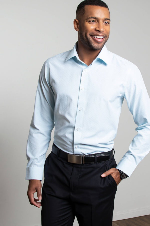 Evan Classic Fit Aqua Blue Men's Dress Shirt by Alynn