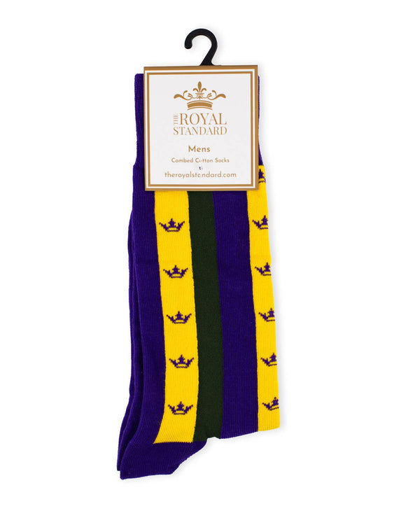 Men's Mardi Stripe Socks Purple/Green/Yellow   One Size
