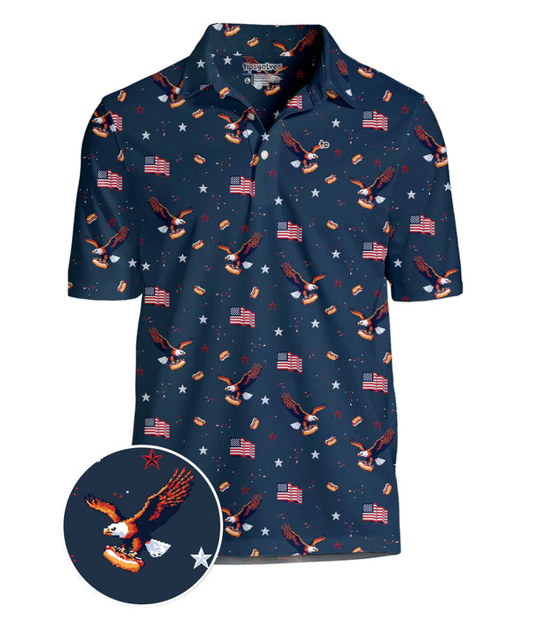 8-Bit Eagle Golf Polo - Men's Patriotic America Golf Shirt