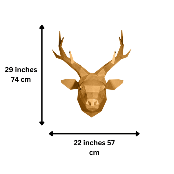 Gold Deer Head PaperCraft Origami Wall Art