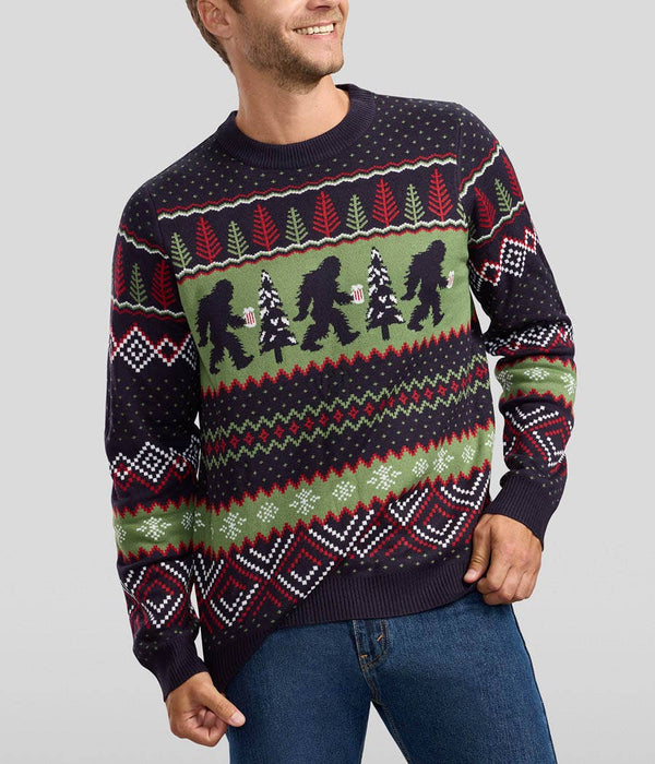 Bigfoot Brew Christmas Sweater - Men's Funny Fair Isle Knit