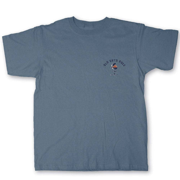 Old guys rule American BBQ smokin' grill indigo shirt