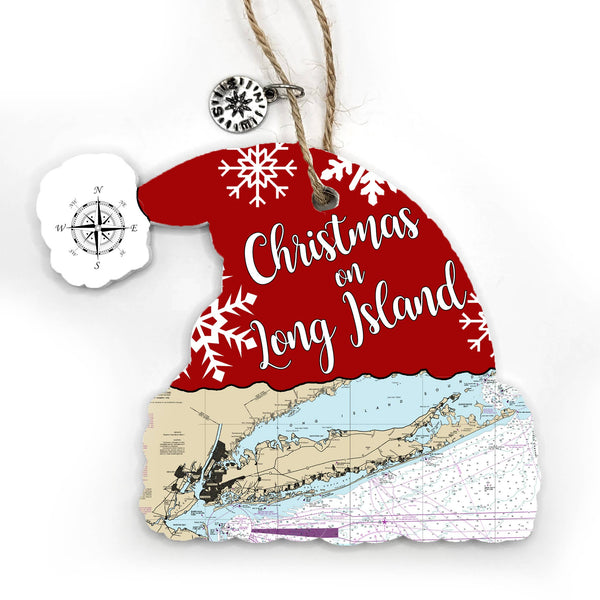 Santa Hat Shaped Wood Ornament- YOUR CUSTOM LOCATION