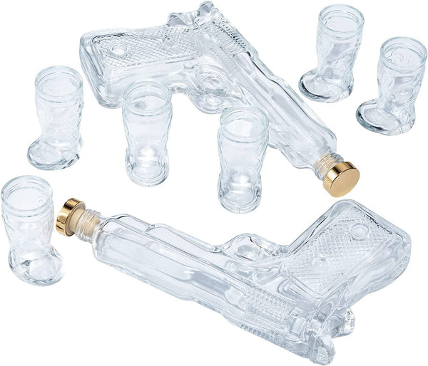 Pistol Gun Decanter & Pistol Shot Glasses Set - Holster