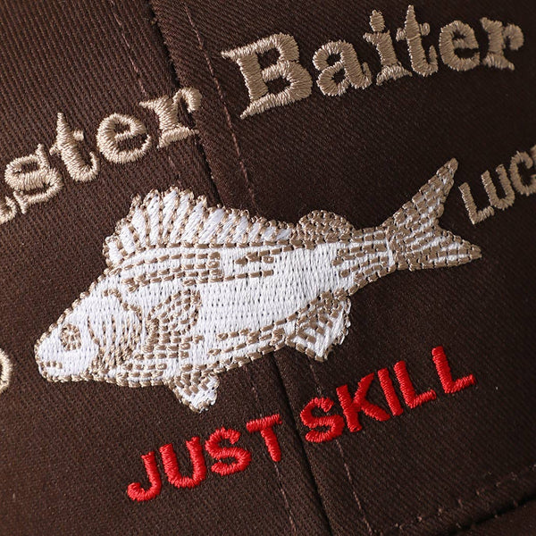 Master Baiter No Luck Just Skill Embroidered Trucker Hat