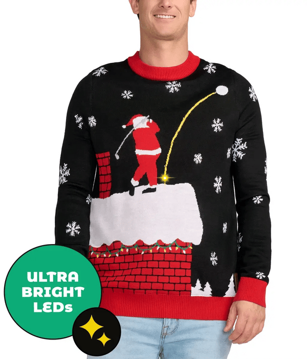 Santa Slice Light Up Sweater - Men's Funny Christmas Knit