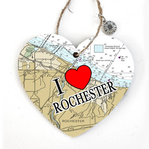 Wood Ornament - Heart Shape- Custom Map Location