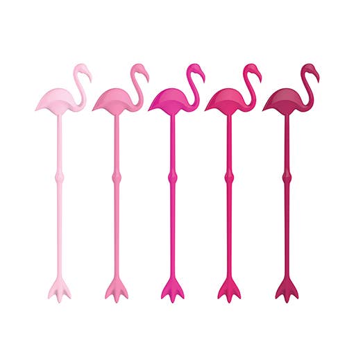 TrueZoo Reusable Plastic Flamingo Stir Sticks - Set of 5