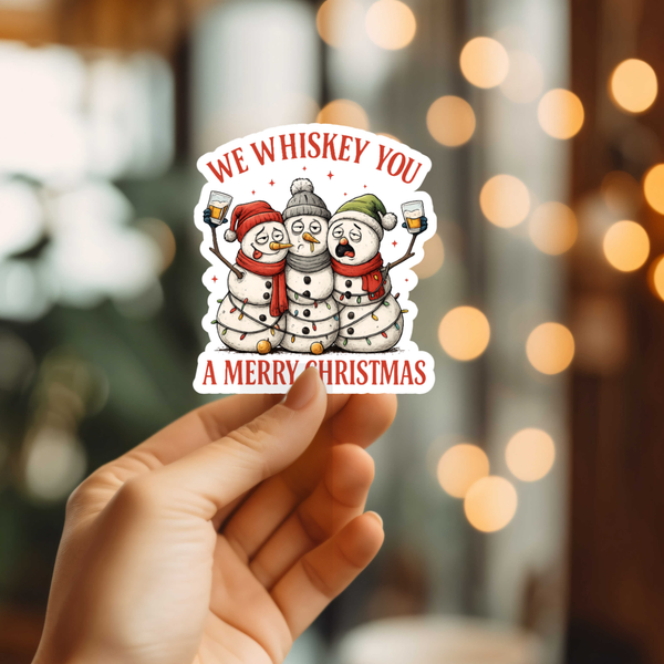 Funny Drunk Snowmen Vinyl Sticker
