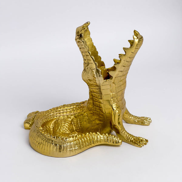 Antique Brass Crocodile Wine Bottle