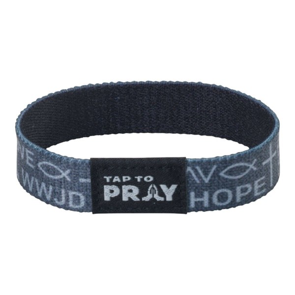 Tap To Pray® Wristband – Symbols of Faith - Grey