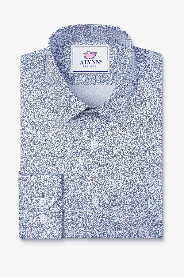 Reid Floral Untuckable Slim Fit Dress Shirt White Alynn