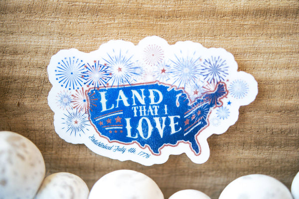 Land That I Love, Patriotic Clear Vinyl Sticker, 3in.