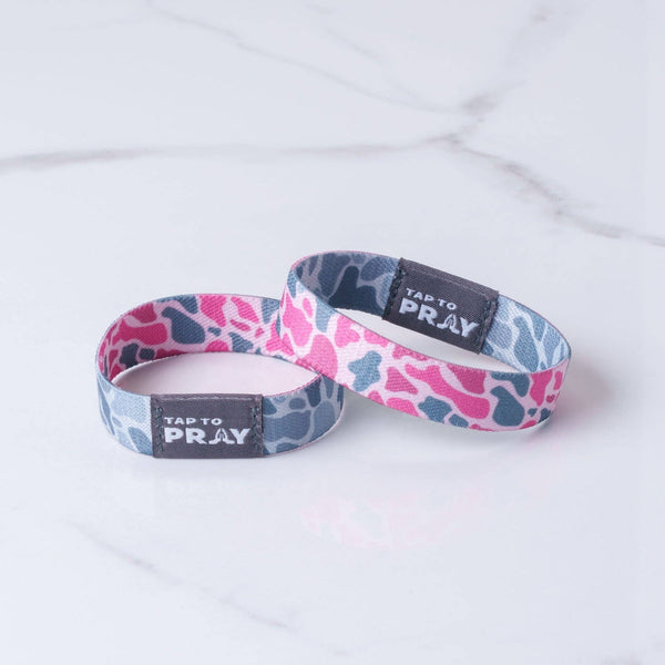 Tap To Pray® Wristband – River Rock Camo - Pink & Ash