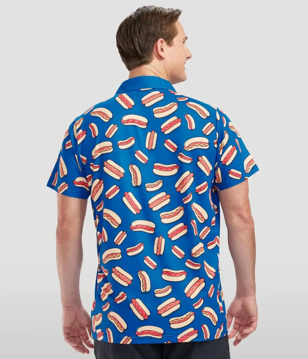 Hot Dog Men's Golf Shirt - Blue Summer Golf Polo